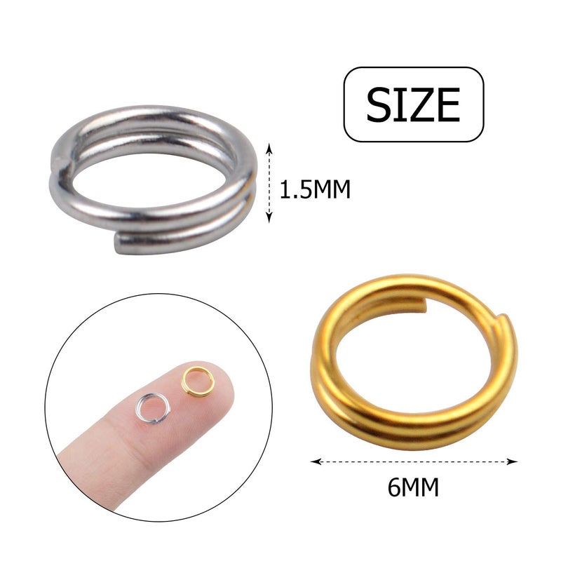 Aylifu 6mm Split Rings, 600 Pieces Small Split Key Rings Double Loop Jump Rings Connectors for DIY Jewelry Making - Silver and Gold - Image 3